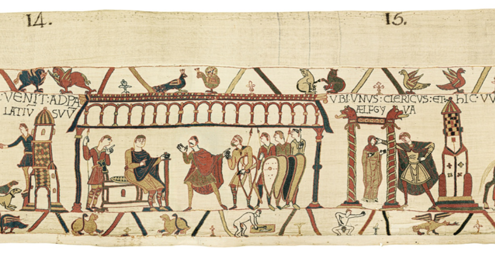 Tapestry with drawings on it